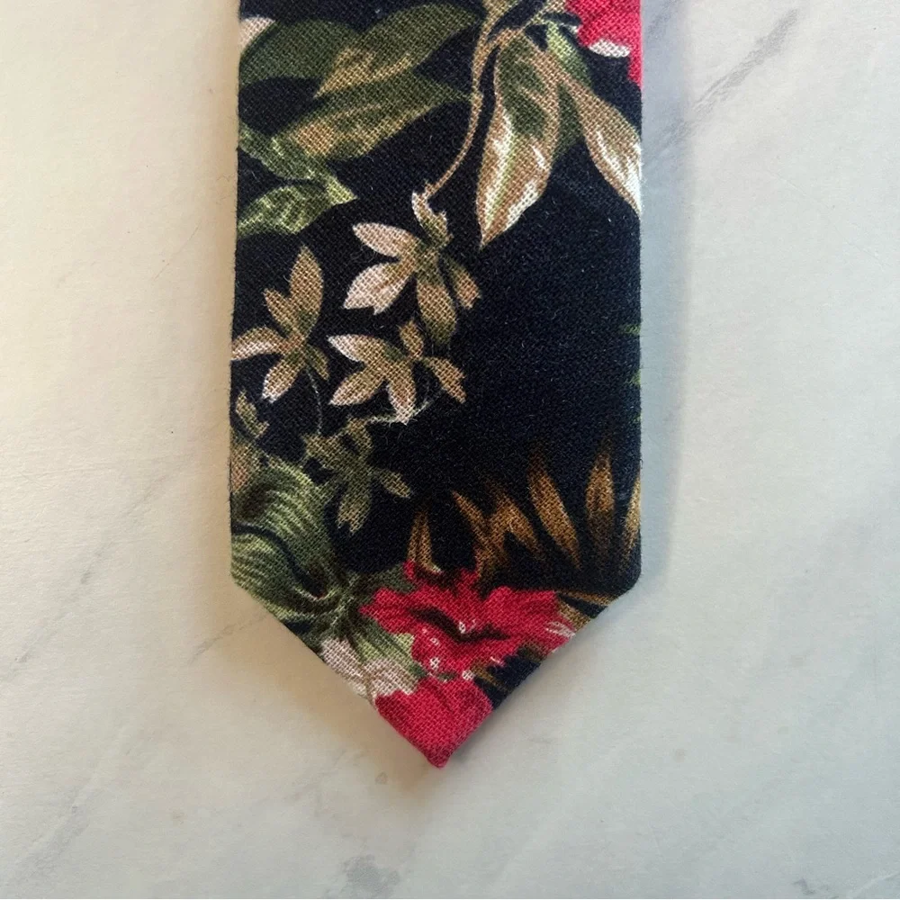 J. Crew Floral Tie - Red, Green, Black